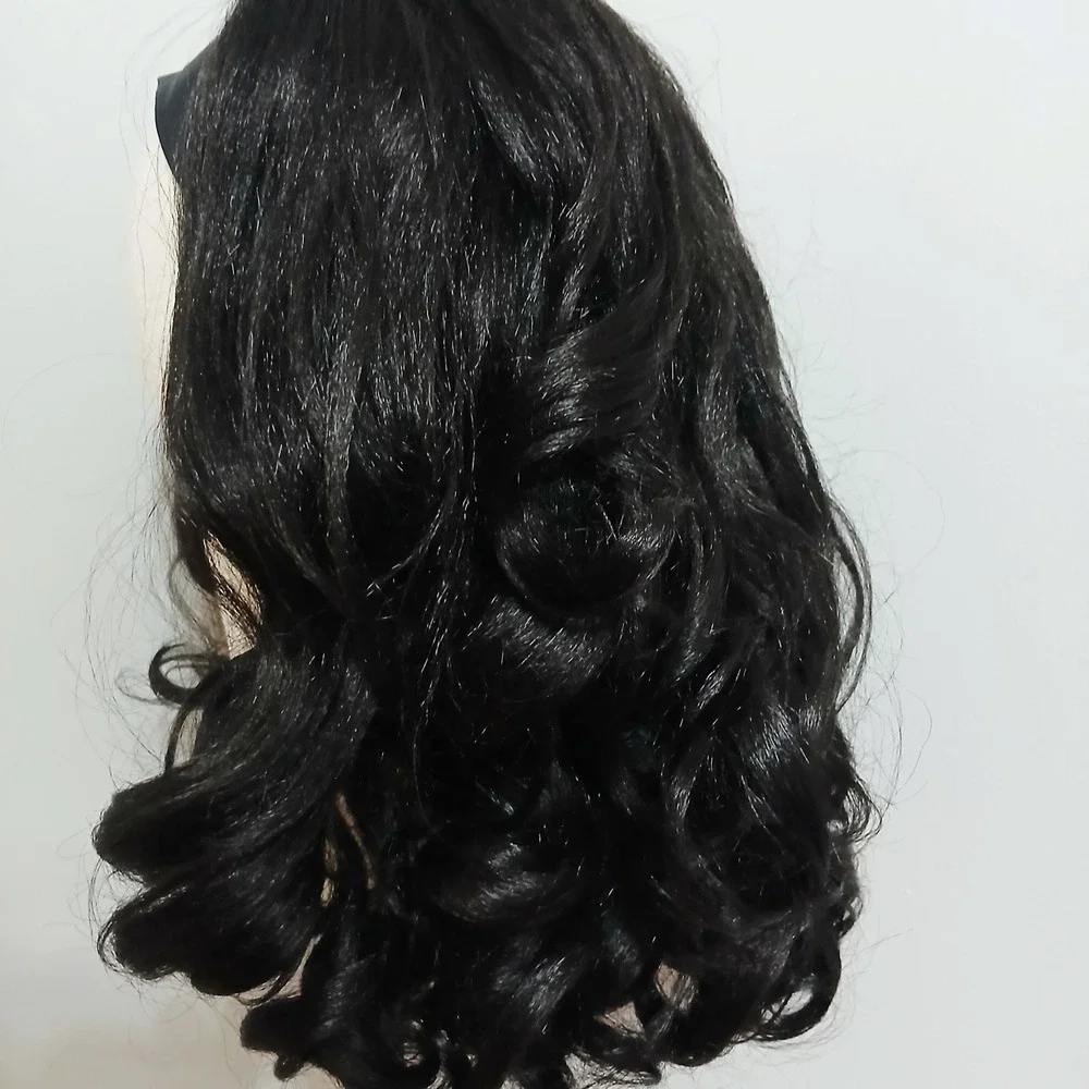 Yaki Headband Wig 20 Inch Curly Natural Black Synthetic Hair Glueless  NEW‎